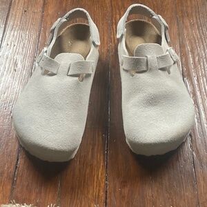 Birkenstock Tokio II White Suede Clogs